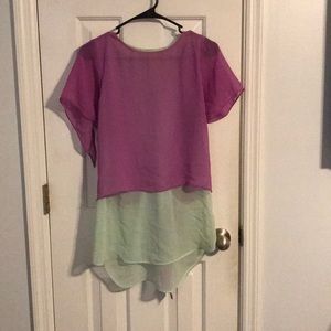 Two toned open backed blouse